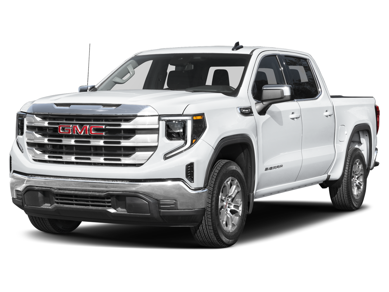 2025 GMC Sierra 1500 SLT in White Frost Tricoat — front three-quarter view