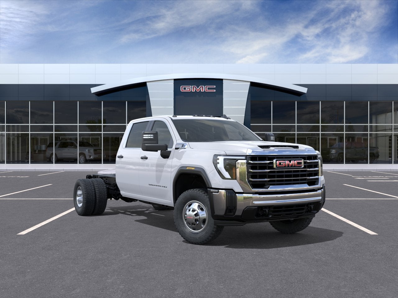 2026 GMC Sierra 3500 HD Chassis Cab Pro in Summit White — front three-quarter view
