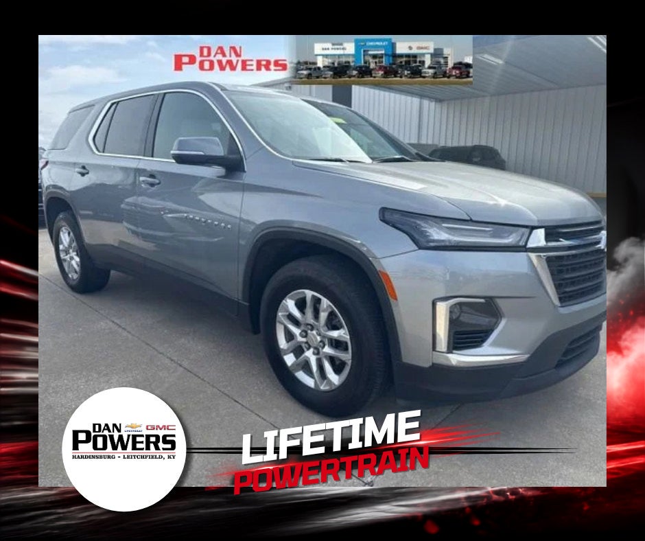 2023 Chevrolet Traverse LS in Sterling Gray Metallic — front three-quarter view