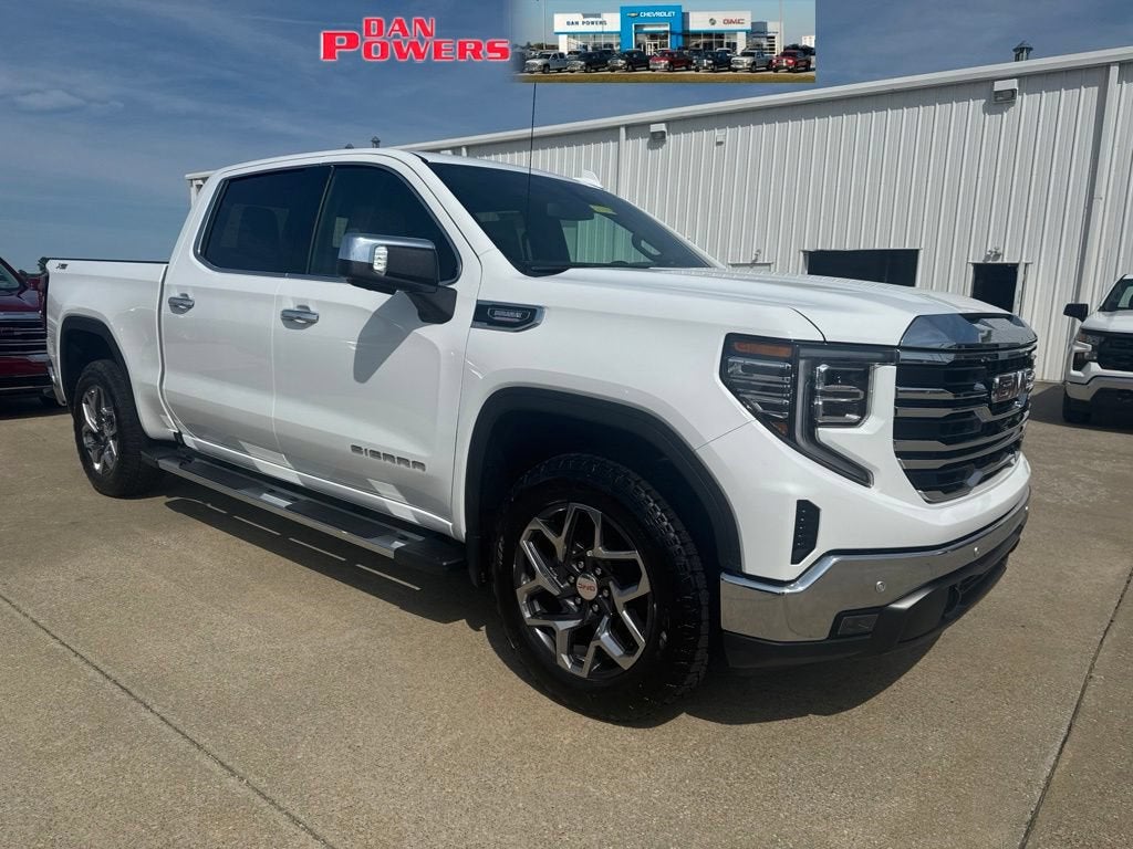2026 GMC Sierra 1500 SLT in Summit White — front three-quarter view