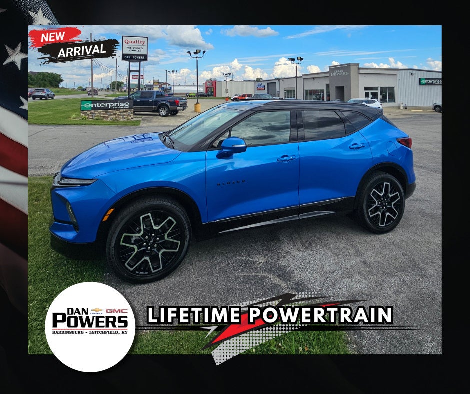 2025 Chevrolet Blazer RS in Rip Tide Met-1 — front three-quarter view