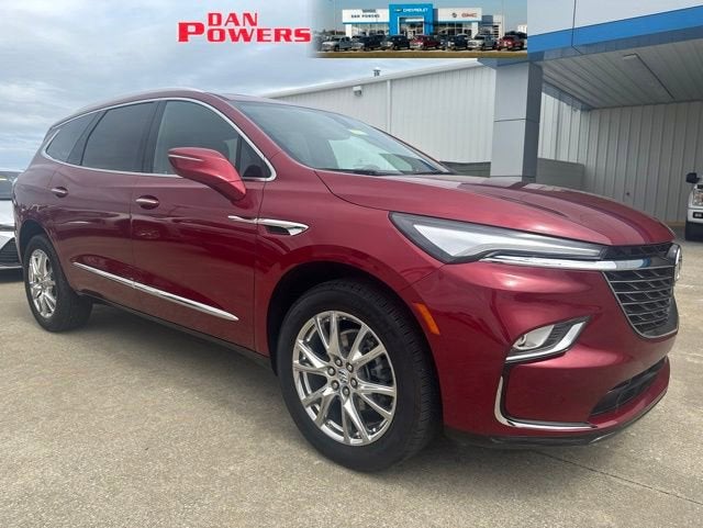2024 Buick Enclave Essence in Cherry Red Tintcoat — front three-quarter view
