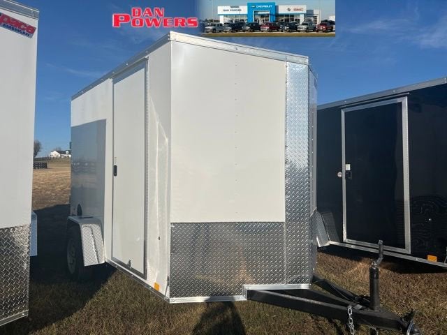 2023 PACE OUTBACK DLX 6X10 FLAT TOP Base in White — front three-quarter view