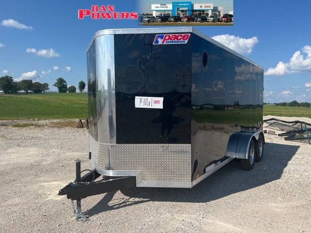 2023 PACE CARGO FLAT SE 7X16 Base in Black — front three-quarter view